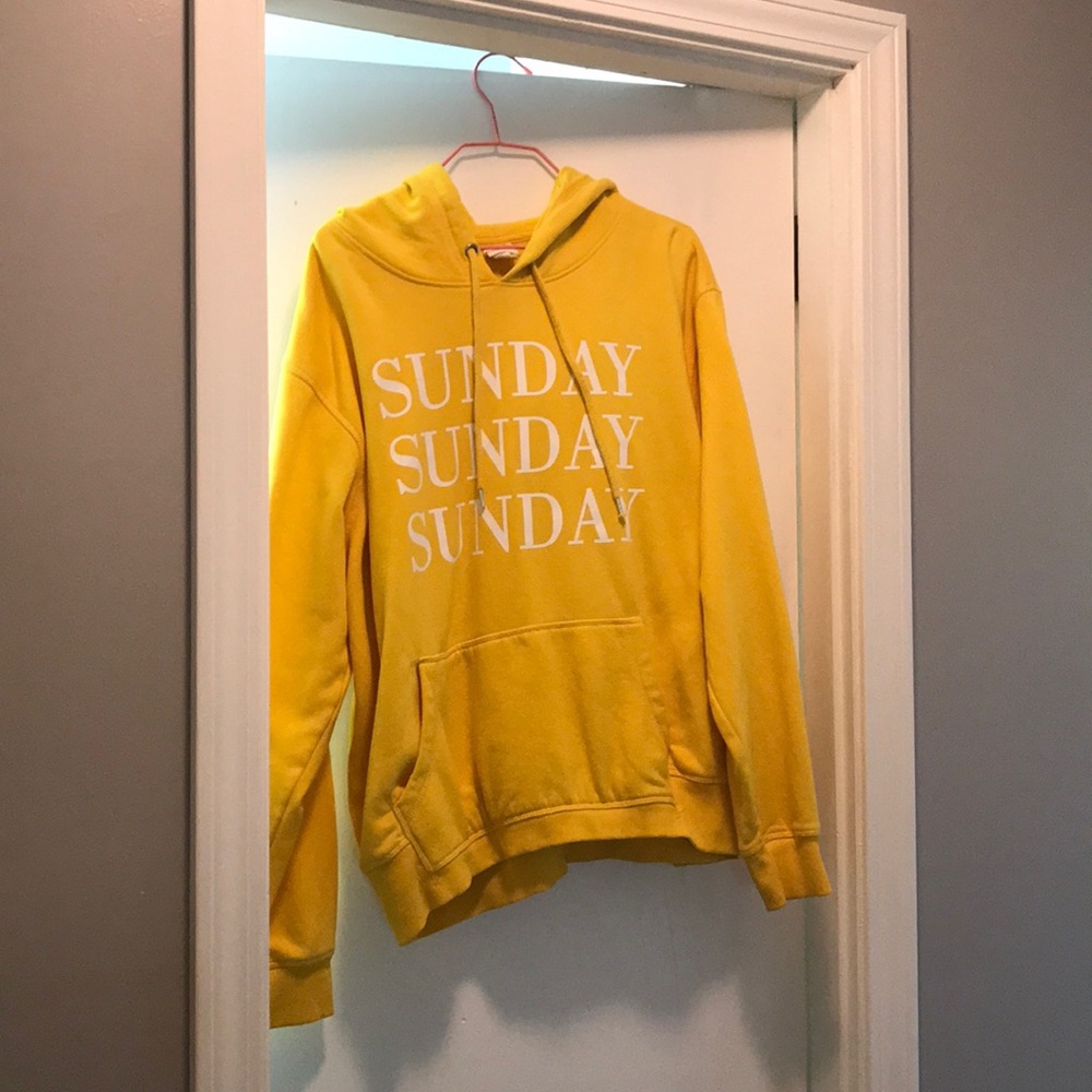 H&M yellow “Sunday” hoodie sweatshirt